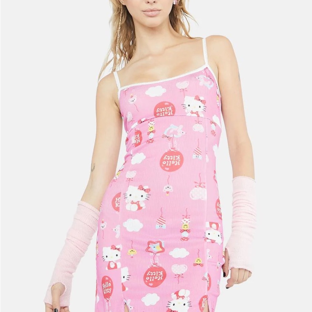 Dolls Kill Hello Kitty Ying Yang Balloon Ribbed Dress